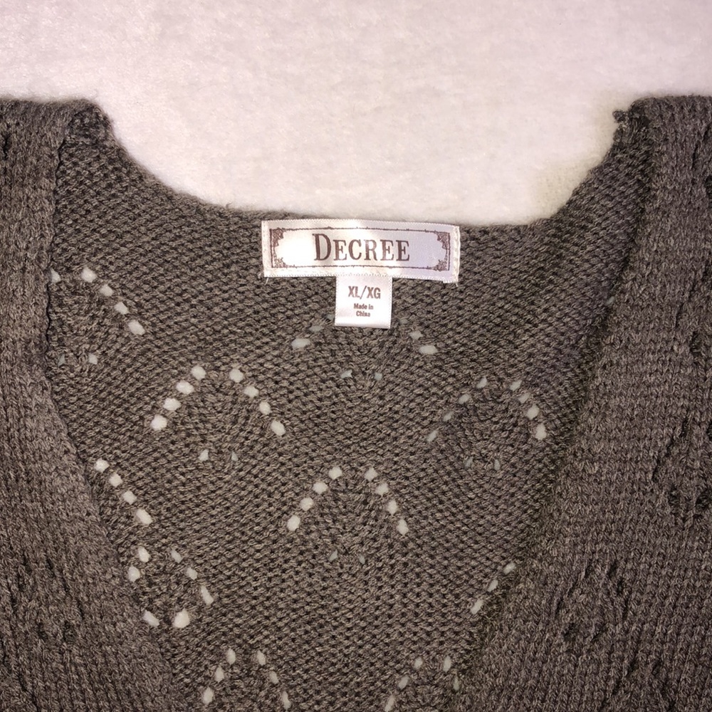 Mocha Brown Knit Bow V-Neck Long Sleeve Sweater Dress - Picture 6 of 6